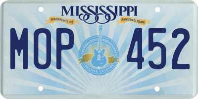 MS license plate MOP452