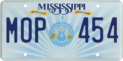 MS license plate MOP454
