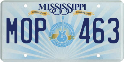MS license plate MOP463