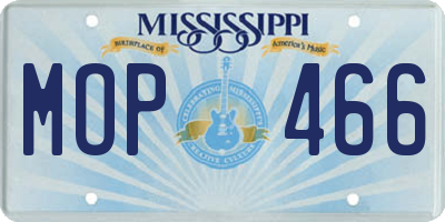 MS license plate MOP466