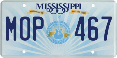 MS license plate MOP467