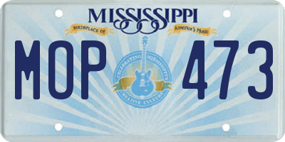 MS license plate MOP473