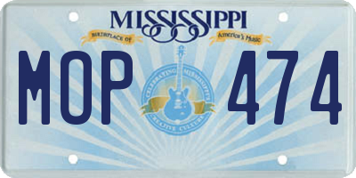 MS license plate MOP474