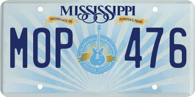MS license plate MOP476