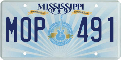 MS license plate MOP491