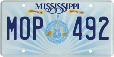 MS license plate MOP492