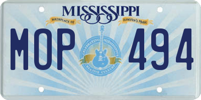 MS license plate MOP494