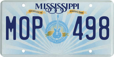 MS license plate MOP498