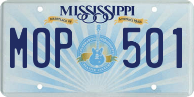 MS license plate MOP501