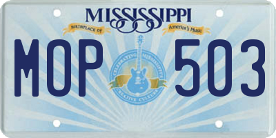 MS license plate MOP503