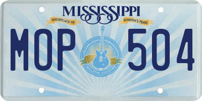 MS license plate MOP504
