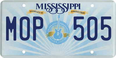 MS license plate MOP505