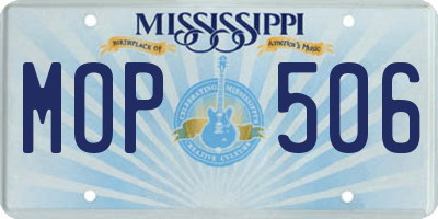 MS license plate MOP506