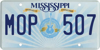MS license plate MOP507