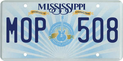 MS license plate MOP508