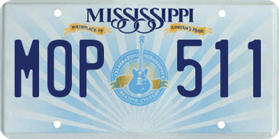 MS license plate MOP511