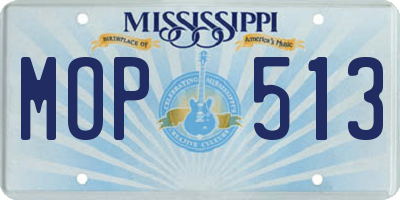 MS license plate MOP513