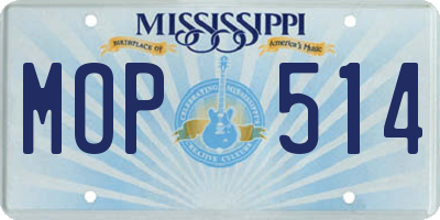 MS license plate MOP514