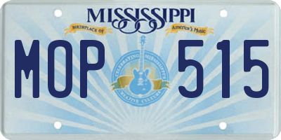 MS license plate MOP515