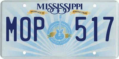 MS license plate MOP517