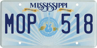 MS license plate MOP518