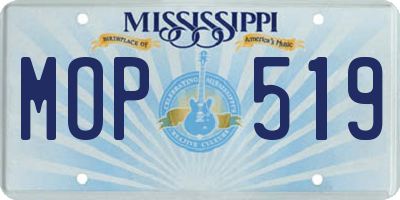 MS license plate MOP519
