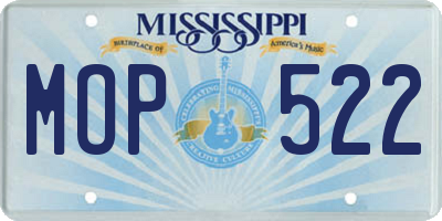 MS license plate MOP522