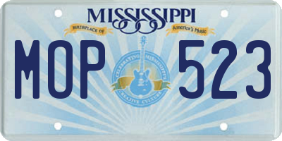 MS license plate MOP523