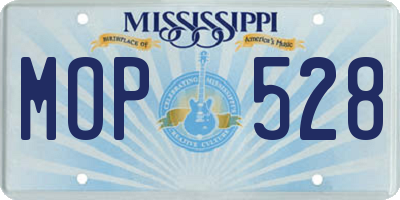 MS license plate MOP528