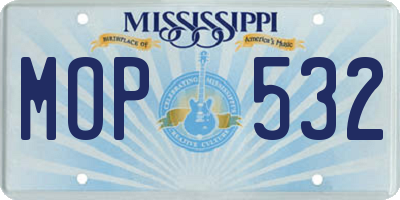 MS license plate MOP532