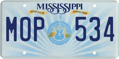 MS license plate MOP534