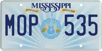 MS license plate MOP535
