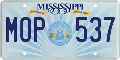 MS license plate MOP537