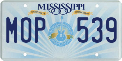 MS license plate MOP539