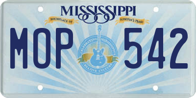MS license plate MOP542