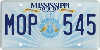 MS license plate MOP545