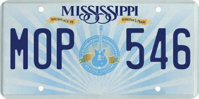MS license plate MOP546