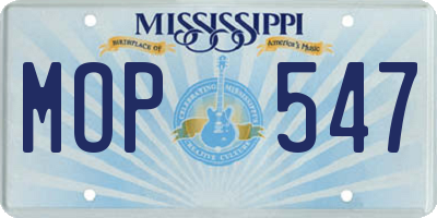 MS license plate MOP547