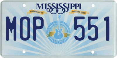 MS license plate MOP551