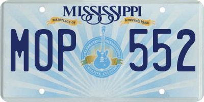 MS license plate MOP552