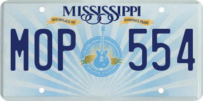 MS license plate MOP554