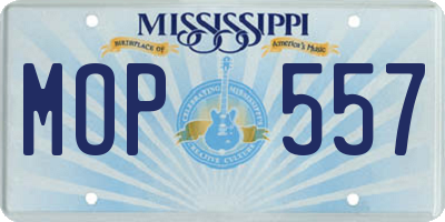 MS license plate MOP557