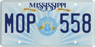MS license plate MOP558