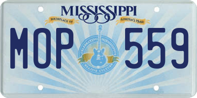 MS license plate MOP559