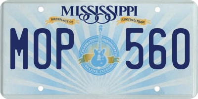 MS license plate MOP560