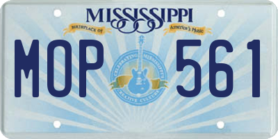 MS license plate MOP561