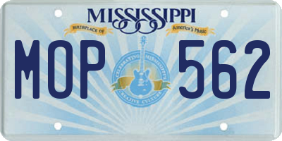 MS license plate MOP562