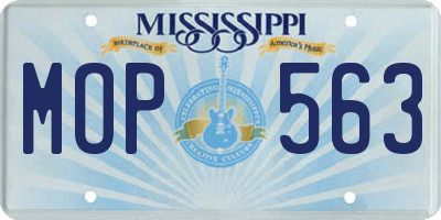 MS license plate MOP563