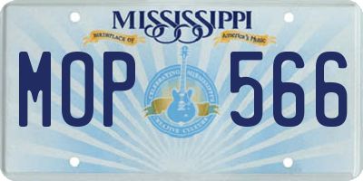 MS license plate MOP566