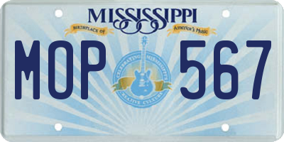 MS license plate MOP567